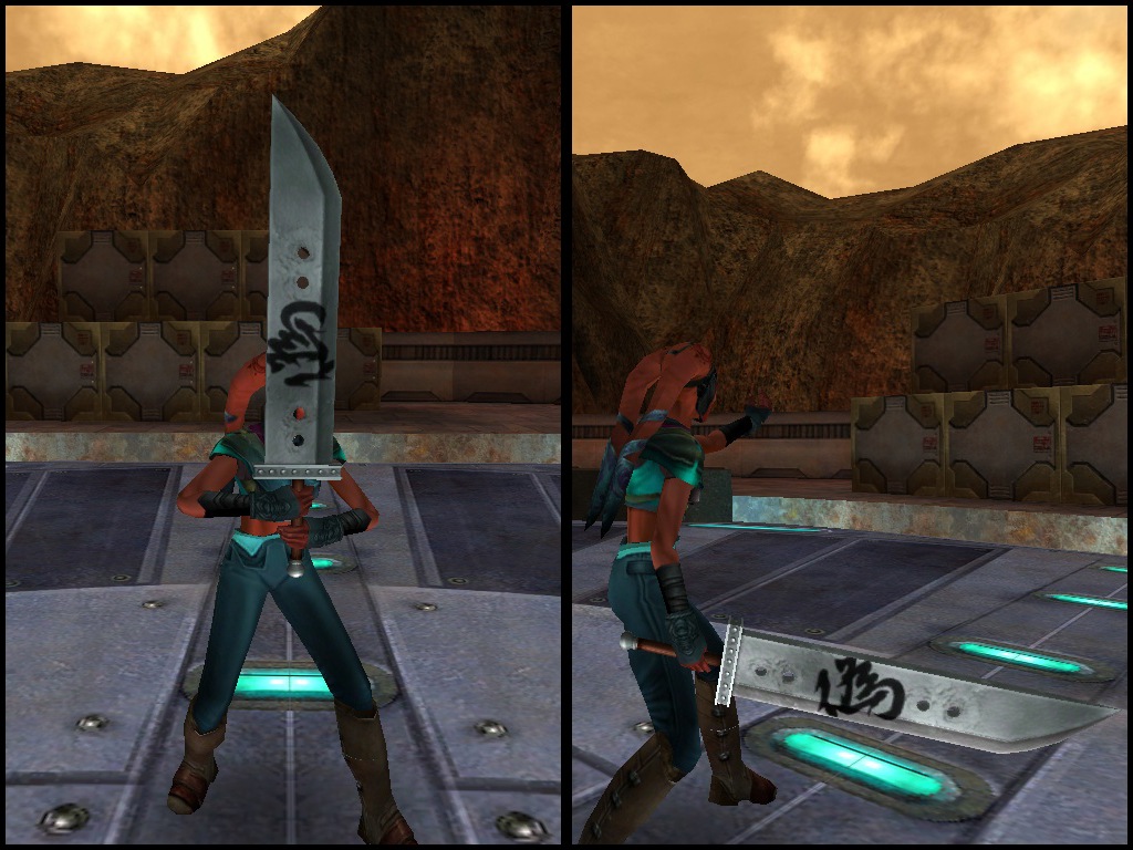 An in-game screenshot of the Buster Sword.