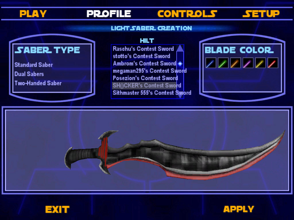 An in-game screenshot of one of the swords.