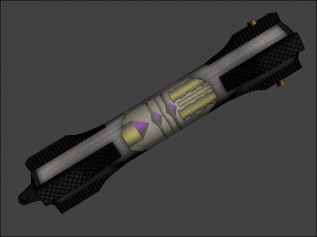 A render of the hilt, showing the crystals inside.