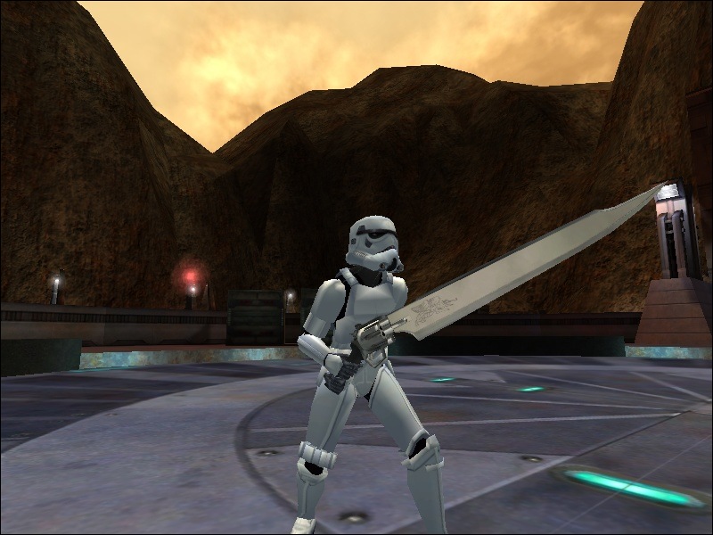 In-game screenshot of Squall's Revolver gunblade from the side.