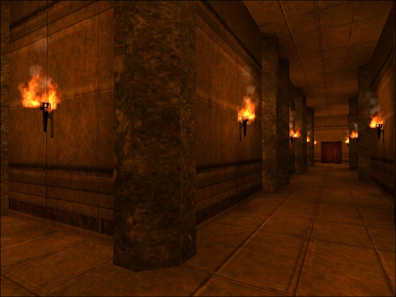 A screenshot of the map showing two intersecting corridors with a door at the end.