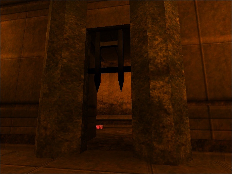 A screenshot of the map showing a doorway with an open metal gate.