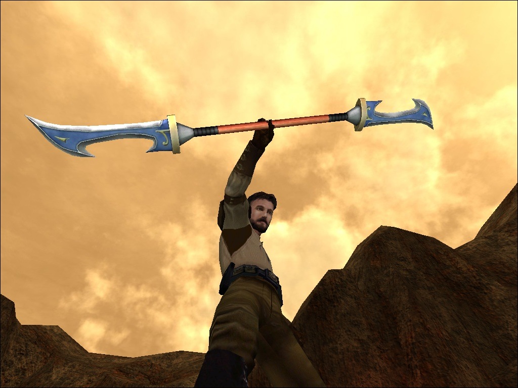 An in-game screenshot of the staff weapon.