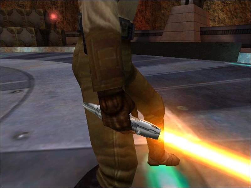 An in-game screenshot of the lightsaber hilt.