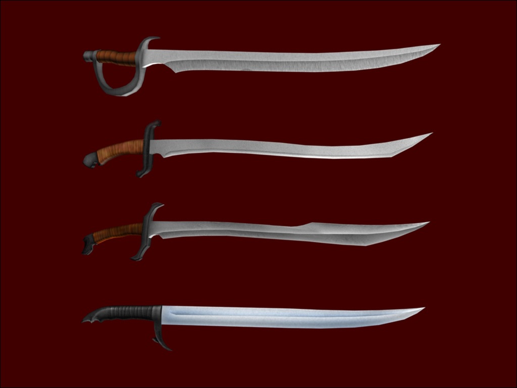 An in-game screenshot from the saber select menu showing two longswords.