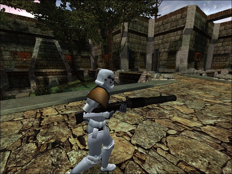 An in-game screenshot of the rifle in third person from the side.
