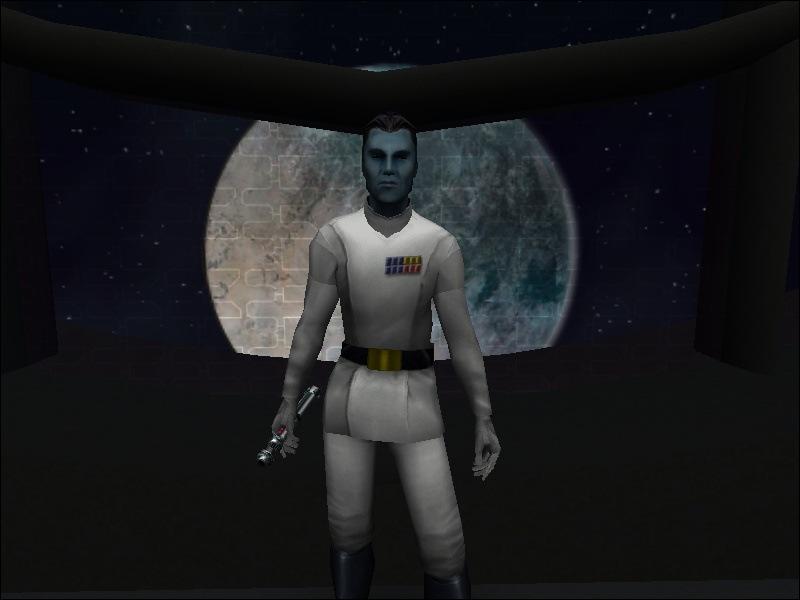 Grand Admiral Thrawn in-game from the front.