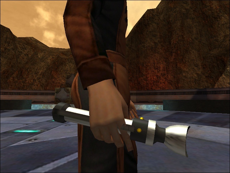 An in-game screenshot of Yun's saber in third person.