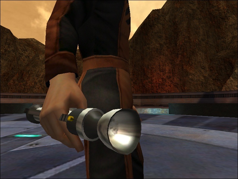 An in-game screenshot of Yun's saber in third person.