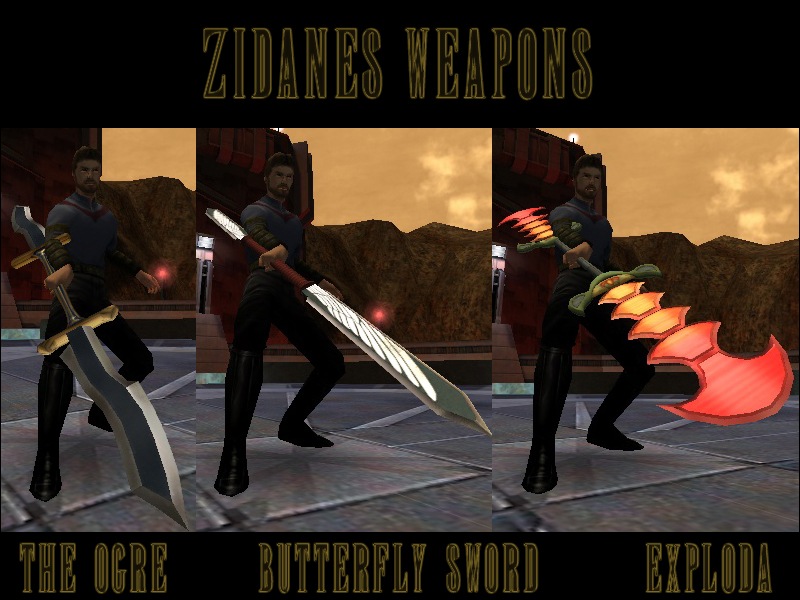 An in-game screenshot showing all three swords.